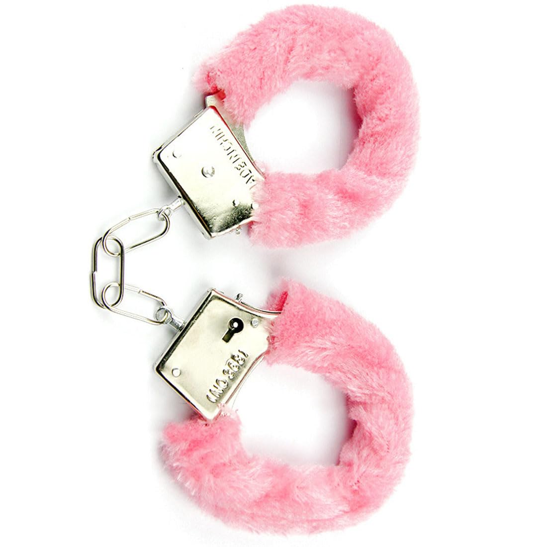 Fuwok Metal Handcǔffs for Cosplay Police, Metal Handcǔffs with 2 Keys Party Supplies Costume Accessories,Handcǔffs Prop Dress Ball Party (Pink)