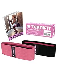 Teknifit Booty Builder   Banda de activación de glute premium   Círculo de resistencia de cadera de tela rosa o negra con diseño elástico antideslizante para mujer   Incluye guía de entrenamiento