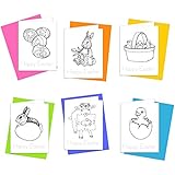 Happy Easter - Easter Wishes Greeting Cards for Kids to Color, Trace Letters and Practice Writing - Eco-friendly Stationery for Children - 100% Recycled Paper Note Cards with Envelopes (Blank Inside)
