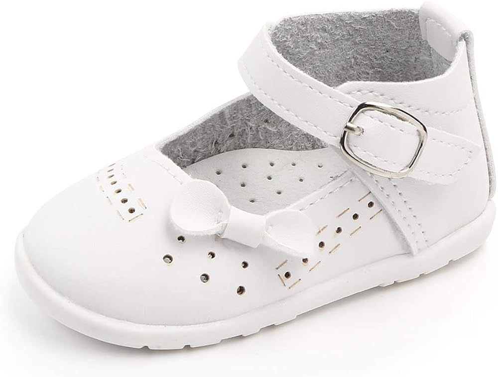 Kuner Baby Girls Pu Leather Embroidered Soft Bottom Non-Slip Princess Shoes First Walkers Shoes