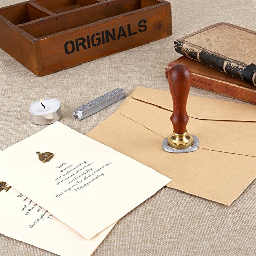 Vintage Wax Seal Stamp with Classical Patterns for Invitations Wooden Handle & Antique Brass Head (Vintage Leaf) - Thumbnail 6