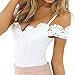 Angashion Women's Spaghetti Strap Floral Lace Jumpsuit Romper Bodysuit,White,US 2/Tag S