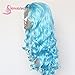 SAPPHIREWIGS 13x4 Synthetic Lace Front Wigs Natural Wavy for Women Heat Resistant Wigs for Daily Party Use 20 Inch (Light Blue)