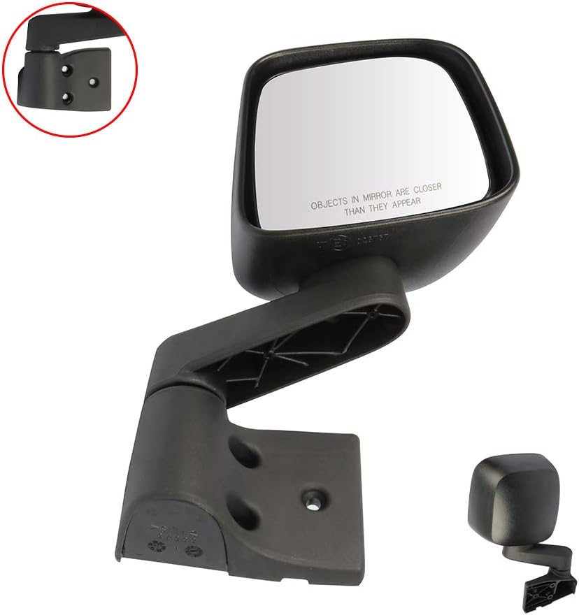 LSAILON Right Passenger Side View Mirror Fits for 2003-2006 Jeep Wrangler Manual Manual Folding CH1321259 (Black Textured)