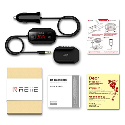 image for REIIE Wireless Auto-Scan FM Transmitter Radio Adapter Car Kit with Cl