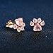Cat Paw Earrings Sterling Silver Cat Earrings Pink Crystal Paw Stud Earrings for Women (Rose)