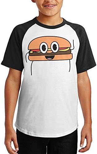 Oxinqufng Cute Burger Youth T-shirt Casual Short Sleeved Shirt S