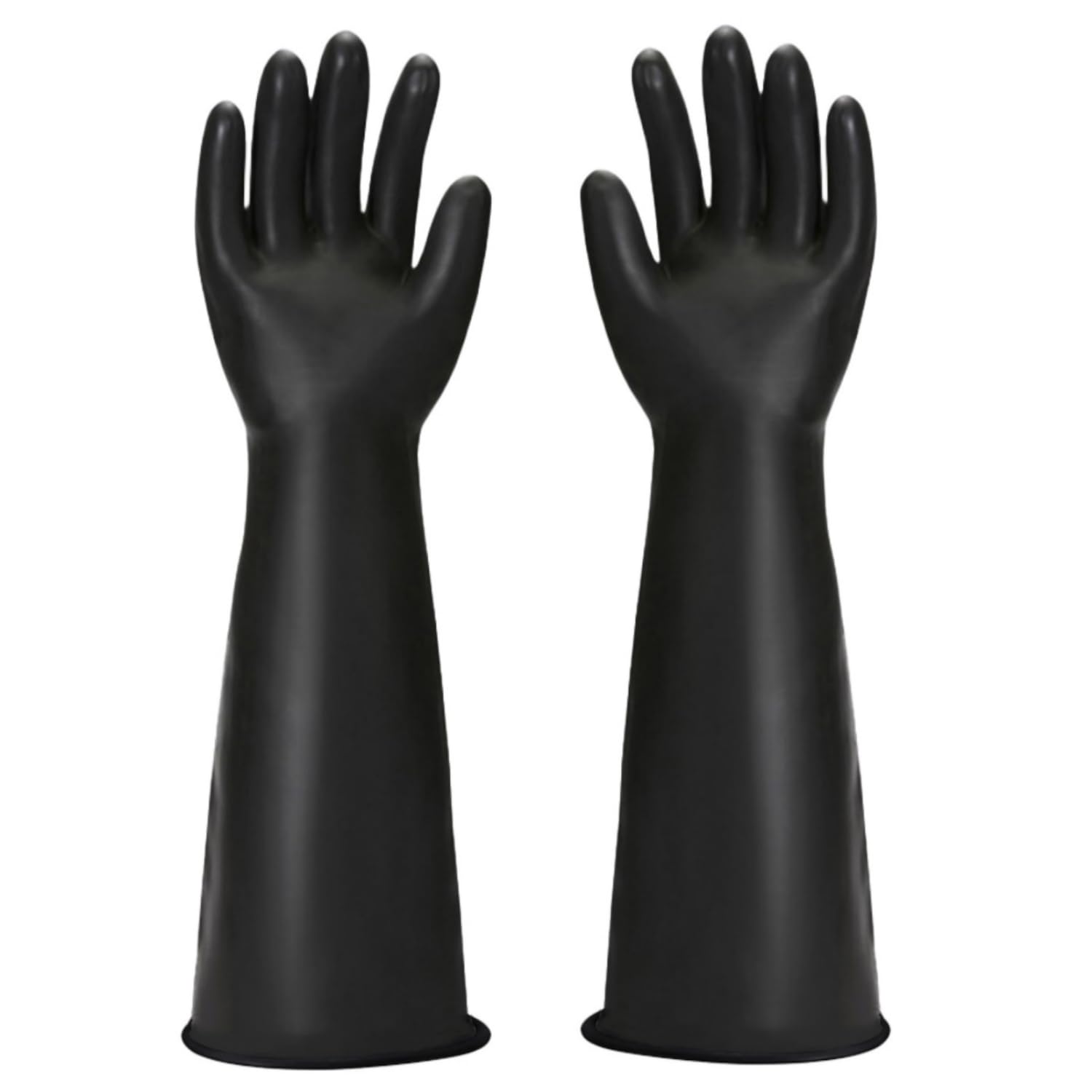 Qilerongrong Chemical Resistant Gloves, Reusable Heavy Duty Rubber Gloves,Industrial Protective Safety Work Rubber Gloves Resist Strong Acid, Alkali and Oil (Black, 55CM)
