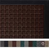 Gorilla Grip Original Durable Rubber Door Mat, 29 x 17, Heavy Duty Doormat, Indoor Outdoor, Waterproof, Easy Clean, Low-Profile Mats for Entry, Garage, Patio, High Traffic Areas, Chocolate Squares