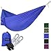 Yes4All Single Lightweight Camping Hammock with Strap & Carry Bag – Nylon Parachute Hammock / Lightweight Portable Hammock for Camping, Hiking (Blue)