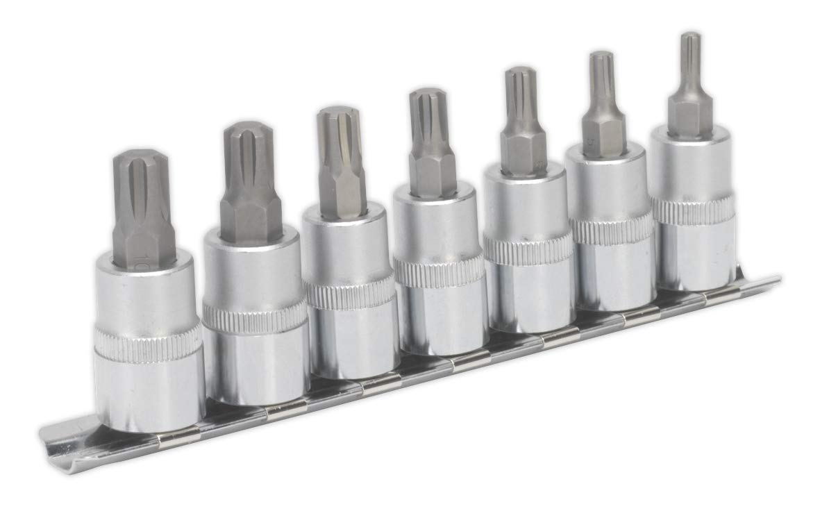Sealey Ak6232 Ribe Socket Bit Set 7Pc 3/8Sq Drive 50Mm