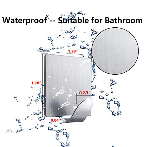 Wodgreat Adhesive Hanging Hooks, 3M Self-Adhesive Waterproof Stainless Steel Hooks Wall Utility Hooks, for Towel Keys Bags Kitchen Tools Bedroom Bathroom Office (4 Packs)