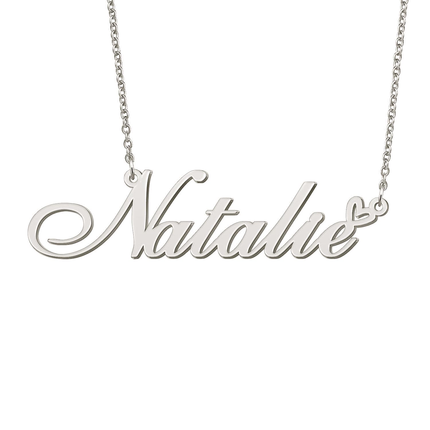 BYBWBL Natalie Name Pendant Necklace Silver Color