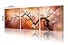 Ode-Rin - Oil Painting on Canvas Pink Plum Blossoms Framed and Stretched 3 Pieces Exuberant Tree Wall Art Painting for Living Room Home Decor, Ready to Hang - (20