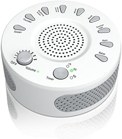 Chof White Noise Sound Sleep Aid Machine, Portable Sleep Therapy for Home Office Travel, 9 Natural Relaxing &amp; Soothing Sounds Spa for Baby Kids Adults Insomnia Battery or USB Operated(White)