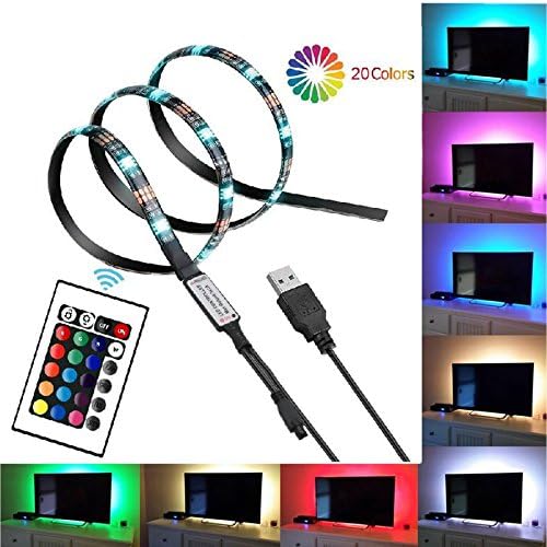 Smartdio Bias Backlight Strip for HDTV USB LED Multi Color RGB Lights Neon Accent Lighting Kit for Flat Screen TV LCD, Desktop PC (20 Multi Colors Reduce eye fatigue and increase image clarity)