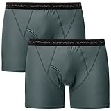 Lapasa 2 Pack Men's Travel Boxer Brief Anti-Microbial Breathable Mesh Performance Outdoor Underwear M16 (Large, Gray)