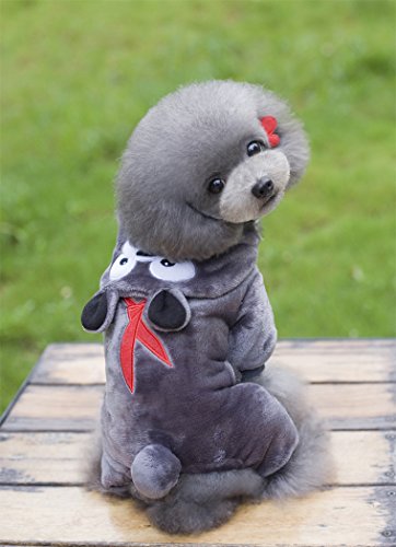 Hillento Puppy Clothes, Pet Dog Warm Clothes Puppy Jumpsuit Hoodie Coat Doggy Apparel Hoodies Costume Winter Apparel, Dark Grey