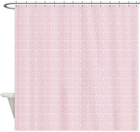 Dongingp Blush Pink Greek Key Pattern Shower Curtain Decorative Fabric Shower Curtain (69"x70")