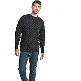 Mens Traditional Aran Sweater, Real Irish Wool, Made in Ireland, Gray