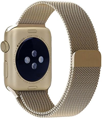 Touch Rage, Milanese Loop, Apple Watch Band, Stainless Steel Mesh Strap, Magnetic Closure Clasp, Premium Band for Series 1 and Series 2 Apple Watch, 38mm, Vintage Gold