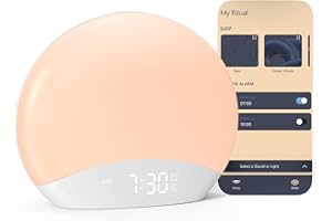 REACHER Smart Sunrise Alarm Clock with App Control, Custom Wake & Sleep Routines - Multi Sunrise Color, White Noise Sound Mac