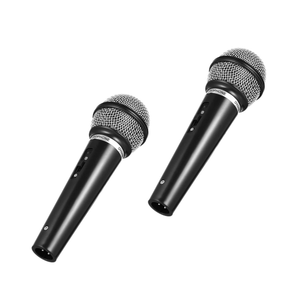 2Pcs Kids Pretend Play Microphone Toys - Black Plastic Fake Microphone Props for Stage Performance, Interview Practice, and Classroom Activities