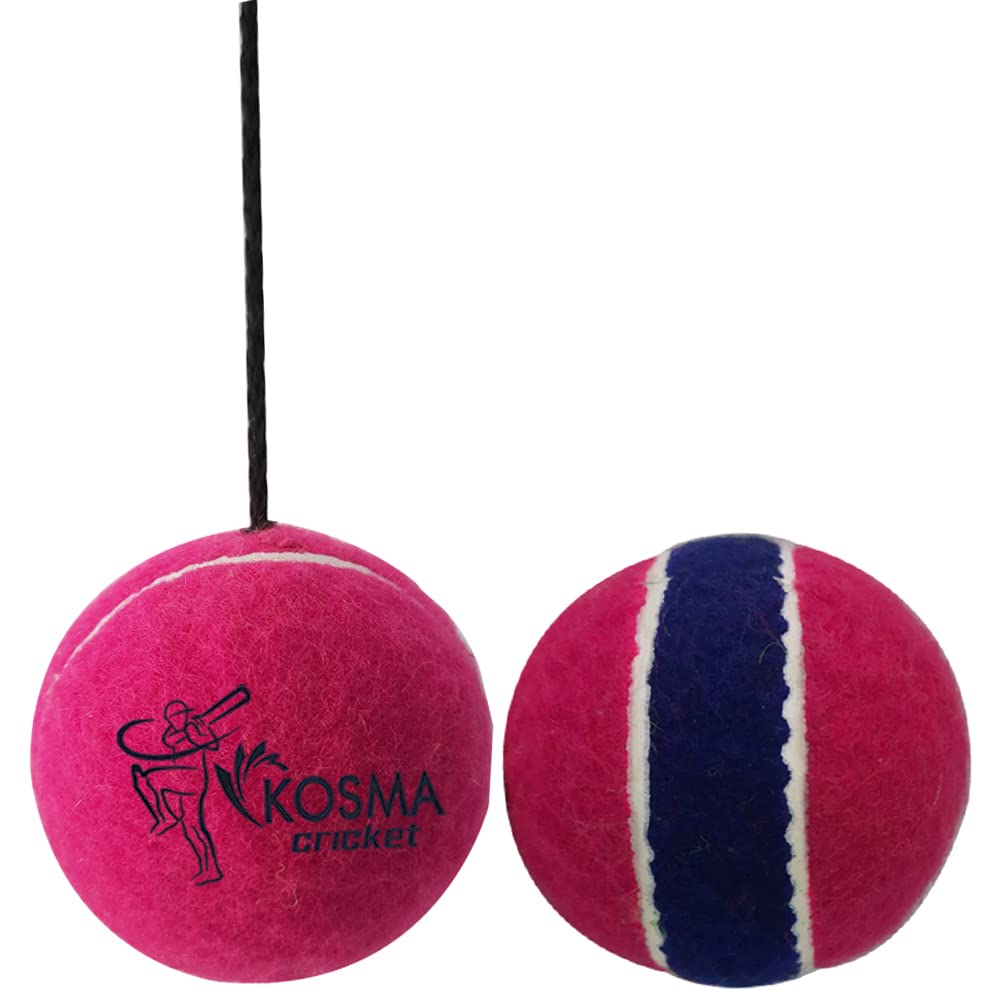 Kosma Cricket Batting Knocking Tennis Ball Set of 2 in Pink & Blue