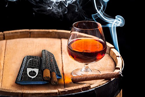 Cigar Case Travel - Cutter Included - Leather 3 Colors (Large Brown)