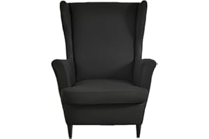 HZDHCLH Black Wingback Chair Slipcovers 2 Piece,Stretch Spandex Black Wing Chair Covers for Living Room Armchair,Washalbe Sofa Slipovers