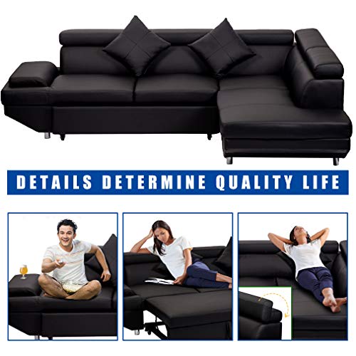 FDW Sofa Sectional futon Sofa Bed Sofa for Living Room Couches and Sleeper Sofa PU Leather Sofa