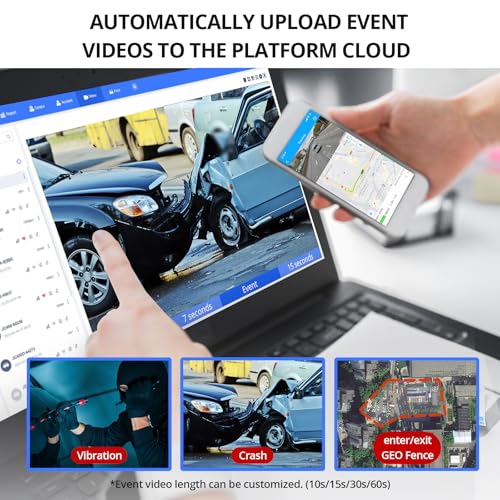 JC400P Dash Cam Live Video 4G, GPS Real Time Monitor 24H Remotely, Front and Inside Camera, Night Version- with SOS Alert, Fence Alert, 180-Day Playback