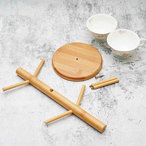 QILICHZ 1 Set Wood Bamboo Tree Shape Coffee Mugs Tea Cup Storage Rack Home Kitchen Mug Hanging Display Stand drinkware Organizer Shelf with 6 Hooks - Thumbnail 4