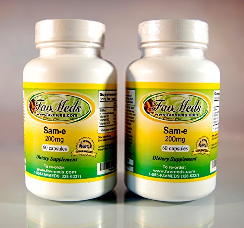 SAM-e, SAMe 200mg, Depression Aid, High Quality, Made in USA - various sizes (2 bottles - 120 [2x60] capsules)