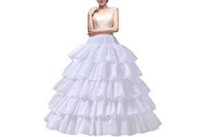 YULUOSHA Women's Crinoline Petticoat 4 Hoop Skirt 5 Ruffles Layers Ball Gown Half Slips Underskirt for Wedding Bridal Dress