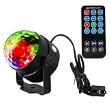 AKDSteel Disco Ball Lights for Parties, Sound Activated DJ lights Stage Lights with Remote Controller for Thanksgiving Day Christmas Party KTV Festival Bar Decorations (3W)