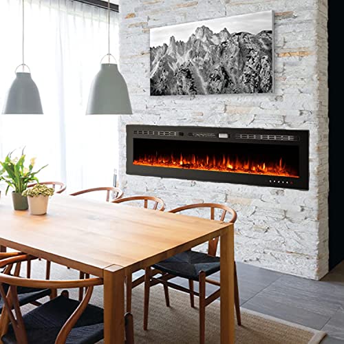 EROMMY 70 in Electric Fireplace Insert,Recessed and Wall Mounted