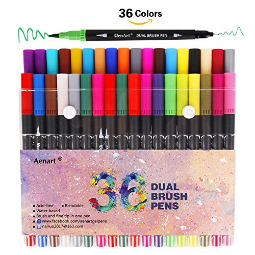Brush marker dual tip pens - 36 colors art markers for …