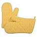 VEEYOO 100% Cotton Oven Mitts, Everyday Kitchen Heat Resistant Oven Mitt Set, Machine Washable Terry Oven Mitts Baking Gloves (Yellow 7.5x12 Inches, Set of 2)