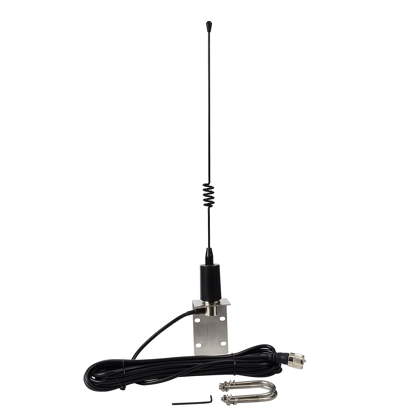HYS VHF Marine Antenna 156-163MHz Aerial with Bracket 5m RG58 Cable Compatible with VHF Mobile Car Marine Radios for Yacht Cruise Ship Truck Motorhome (Black)