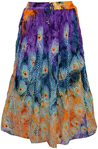 Yogachic Women's Rayon Colorful Printed Maxi Skirt
