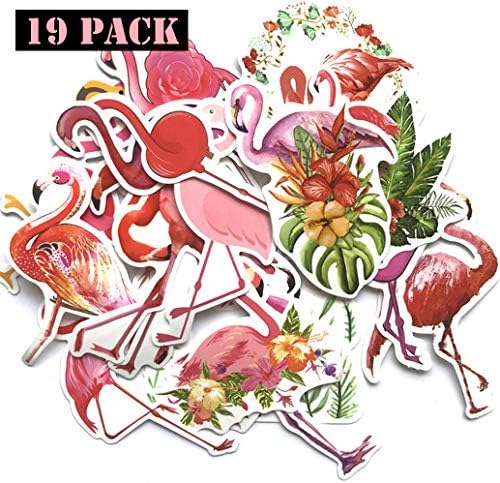 EHOPE Waterproof Flamingo Vinyl Stickers Bomb Laptop Folders Water Bottle Decals Toys for Kids (19Pcs/Pack)