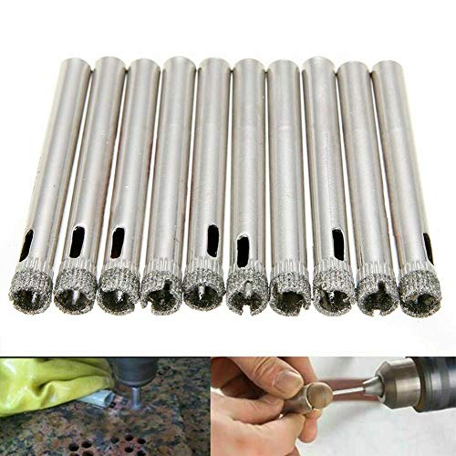 50Pcs Diamond Coated Drill Bit Set, 6 mm Diamond Tipped Tile Marble Glass Hole Saw for Tile, Glass, Kitchen Ceramics, Porcelain, Cermic Tile, Marble