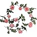 Houda Vintage Artificial Fake Silk Flowers Rose Garland Plant Vine Home Garden Wall Wedding Decor 2 PCS (Pink)