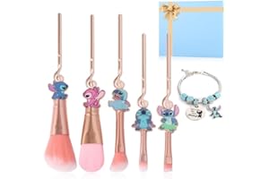 WECHIP Stitch Makeup Brushes+Stitch Bracelet, Stitch Gifts Set for Girls and Women,Stitch Stuff, Best as Christmas/Children's Day Gifts