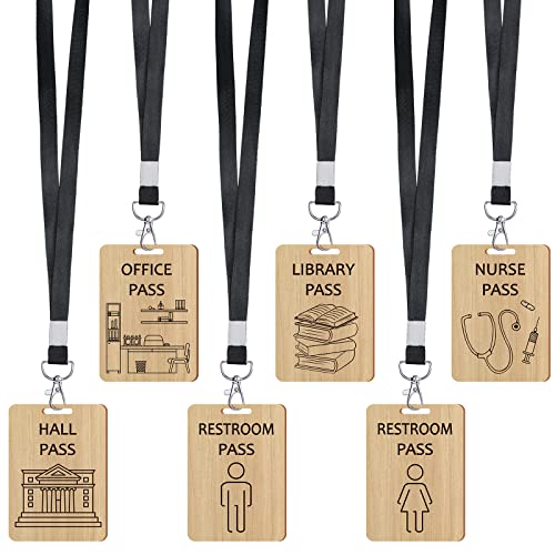 Sabary 6 Sets Hall Pass Lanyards and School Passes Set Unbreakable ...