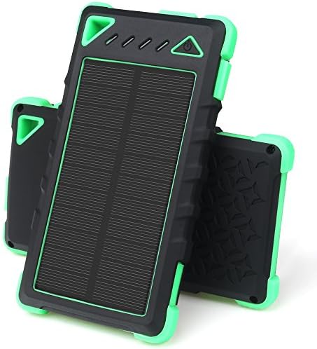 Solar charger 10000mAh, Portable Charger Outdoor Solar Power Bank Dual USB External Battery Pack Power Pack with Flashlight IP67 Waterproof for iPad iPhone Samsung Galaxy