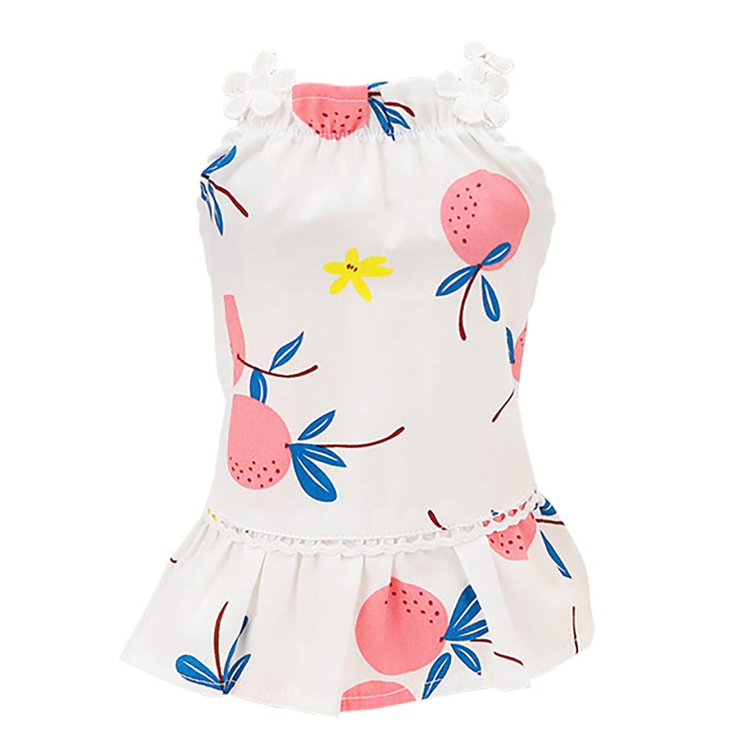Dog Dress Puppy Skirt Dog Clothes Princess Dresses Tutu Fruit Braces Skirt Wedding Cotton Dress for Small Dog Girl Female Cat (XL, Bayberry Pink)