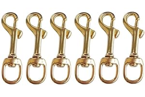 Solid Brass Single Ended Swivel Eye Bolt Snap Hook Spring Loaded Dog Clip Buckle for Straps Bags Belting Outdoors Tents (six 