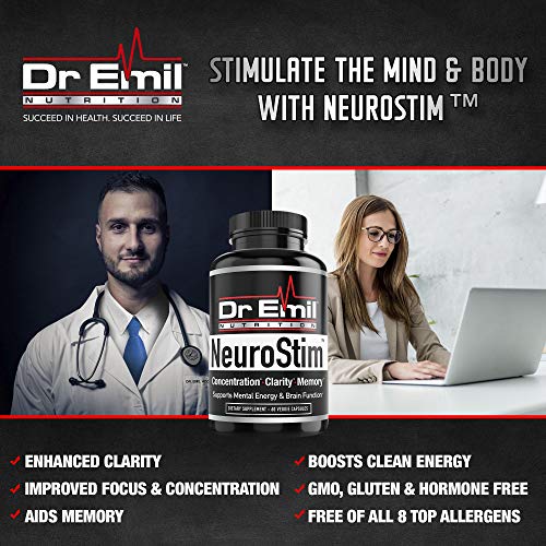 Dr. Emil's - Nootropic Brain Supplement for Memory, Focus, Clarity and Concentration with Huperzine A, DMAE and Glutamic Acid (60 Veggie Capsules)